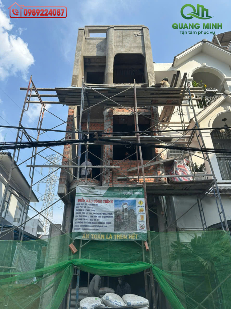 Diện tích xây dựng gồm nhiều phần