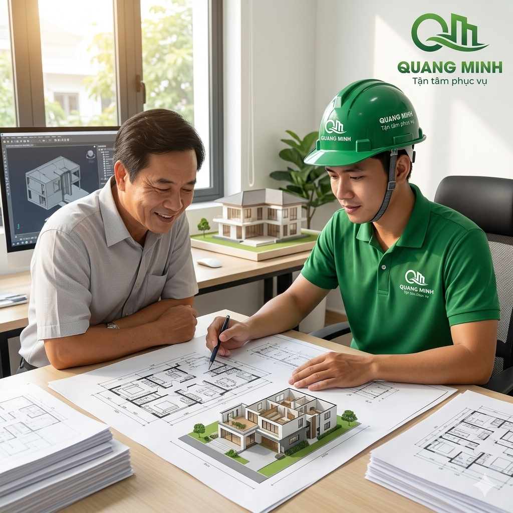 Kỹ sư Quang minh hướng dẫn gia chủ những đièu cần chuẩn bị trước khi xây nhà