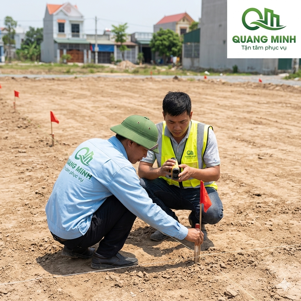 Đo đạc trước khi tién hành xây nhà