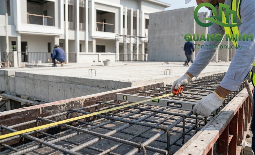 Kiểm tra thép sàn trước khi đổ bê tông