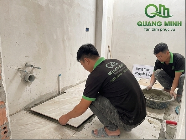 Lát gạch nền cho nhà phố