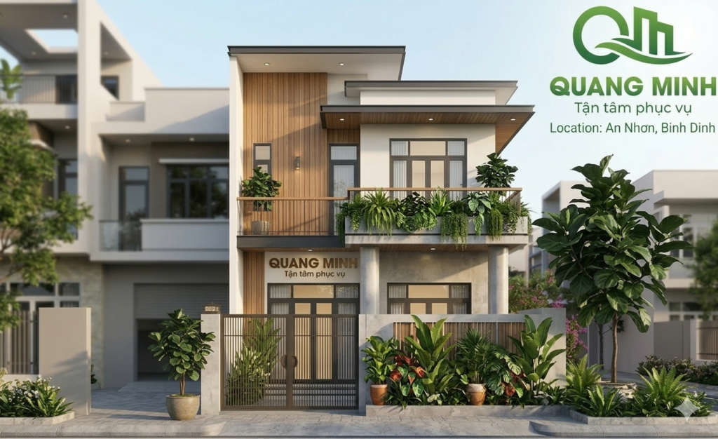 Nhà phố 2 tầng ban công xanh