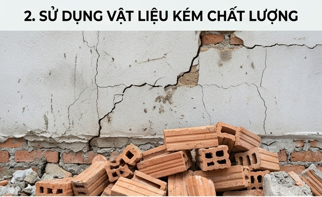 Nhà thầu sử dụng vật liệu kém chất lượng gây ảnh hưởng đến chất lượng công trình