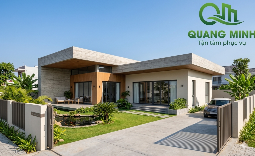 Mẫu nhà 1 tầng mái bằng ấn tượng