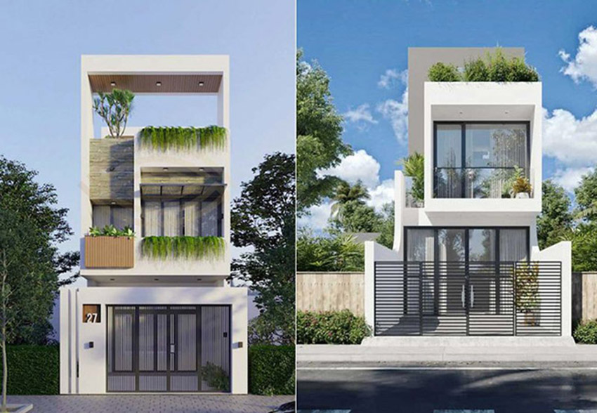 Thiết kế bố trí mặt bằng nhà 4 tầng diện tích 4m5 x 18m 
