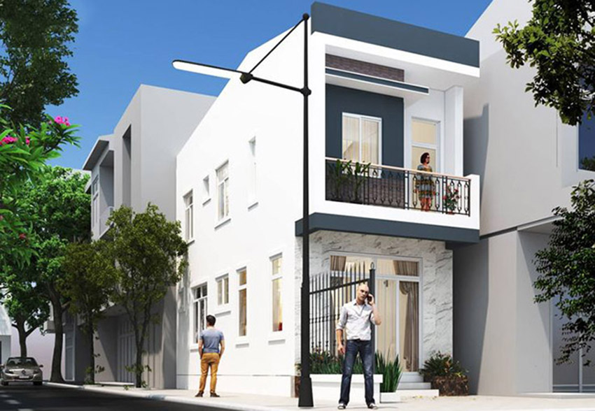 Mặt cắt nhà 4 tầng 4m5x18m 