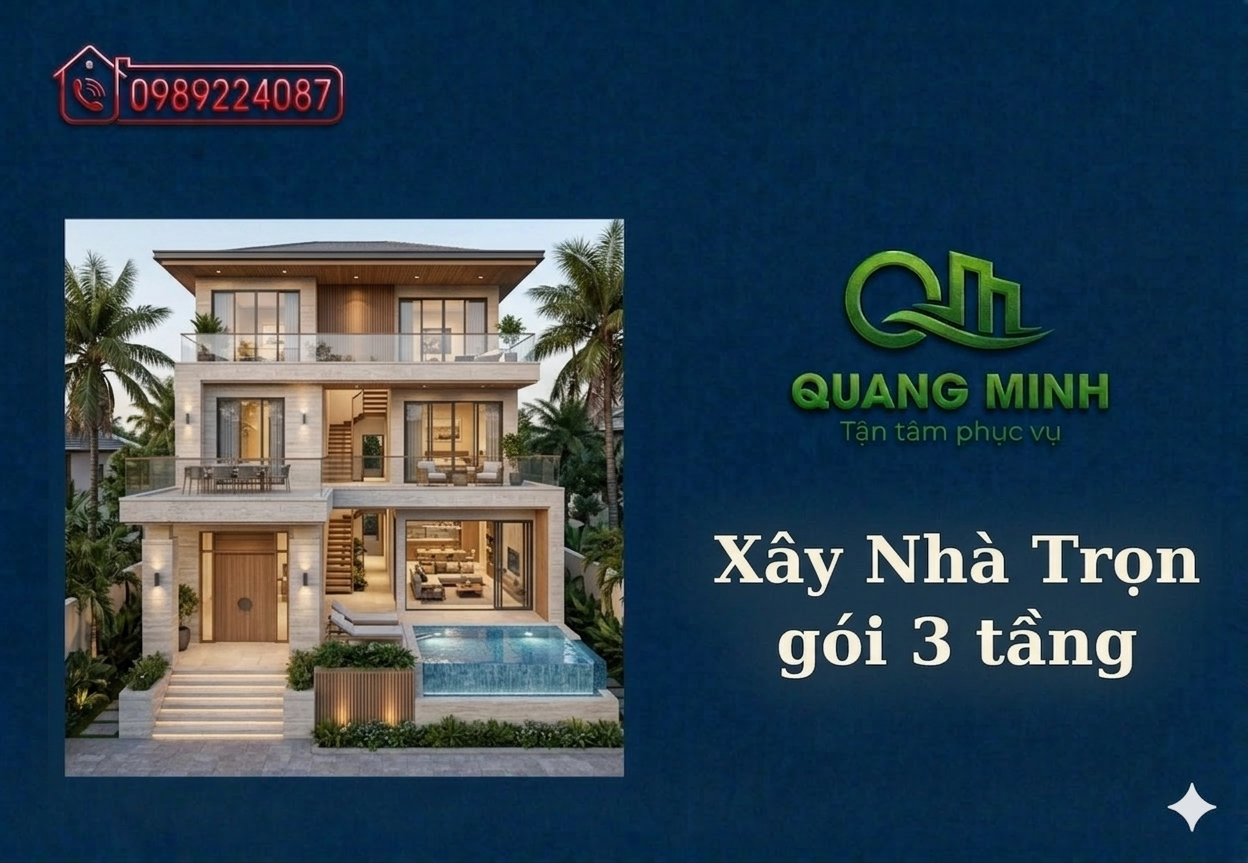 Xây Nhà Trọn Gói 3 Tầng – Báo Giá & Mẫu Thiết Kế Đẹp 2026 